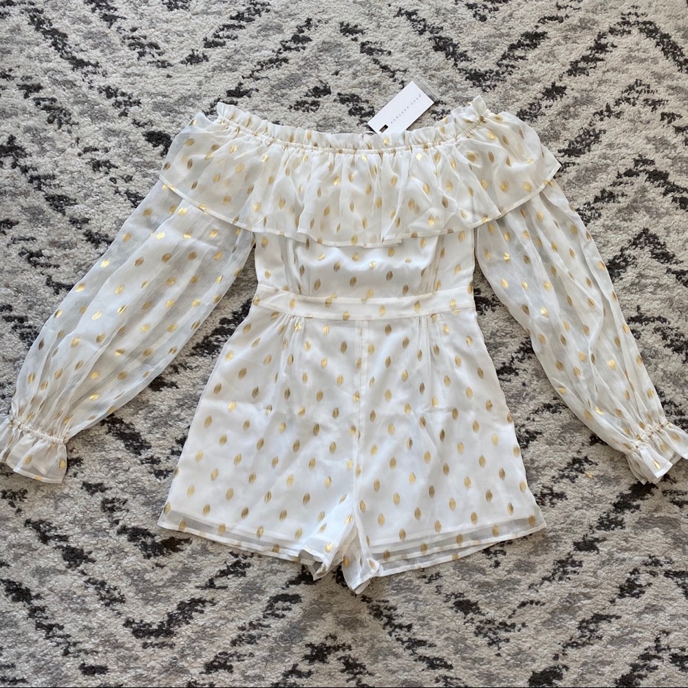 Endless Rose Chiffon Off-the-Shoulder Romper - Picture 2 of 7